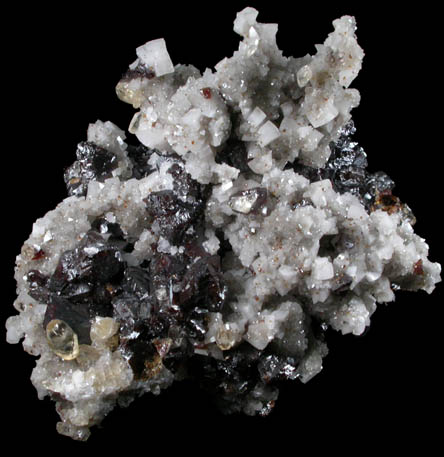 Sphalerite on Dolomite with Calcite from Elmwood Mine, Carthage, Smith County, Tennessee