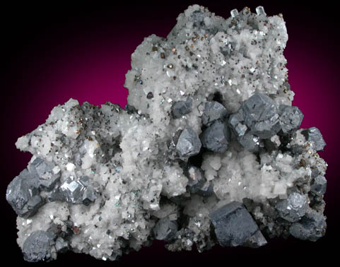 Galena on Dolomite with Chalcopyrite and Calcite from Sweetwater Mine, Viburnum Trend, Reynolds County, Missouri