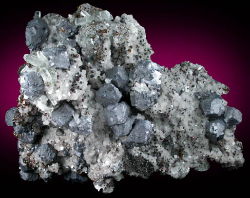 Galena on Dolomite with Chalcopyrite and Calcite from Sweetwater Mine, Viburnum Trend, Reynolds County, Missouri