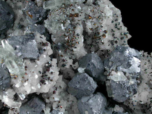 Galena on Dolomite with Chalcopyrite and Calcite from Sweetwater Mine, Viburnum Trend, Reynolds County, Missouri