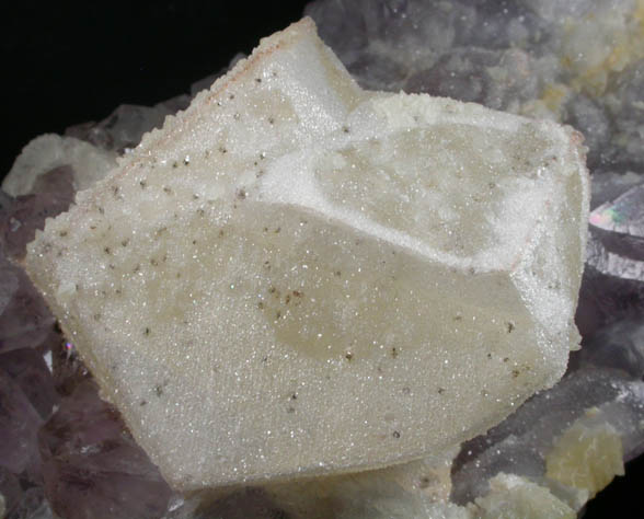 Calcite twinned crystals on Amethyst Quartz from Alto Uruguai, Rio Grande do Sul, Brazil