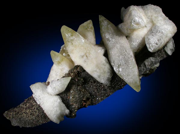 Calcite with Dickite inclusions on Chalcopyrite-Pyrite from Sweetwater Mine, Viburnum Trend, Reynolds County, Missouri