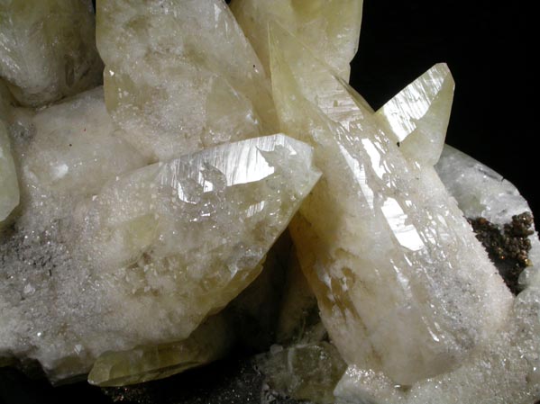 Calcite with Dickite inclusions on Chalcopyrite-Pyrite from Sweetwater Mine, Viburnum Trend, Reynolds County, Missouri