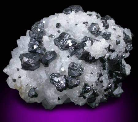 Sphalerite on Quartz with Calcite from Elliot's String, Middlecleugh Mine, Nenthead, Alston Moor, Cumbria, England