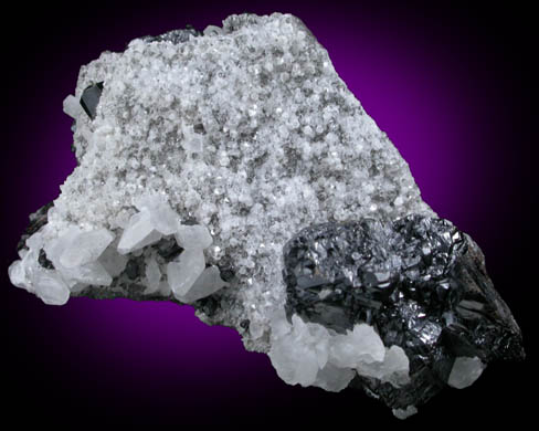 Sphalerite and Calcite on Quartz from Elliot's String, Middlecleugh Mine, Nenthead, Alston Moor, Cumbria, England
