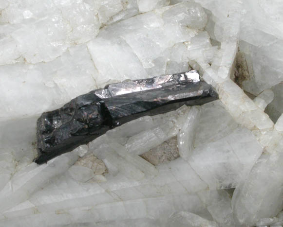 Columbite-(Fe) on Albite var. Cleavelandite from Rutherford Mine, Amelia Courthouse, Amelia County, Virginia