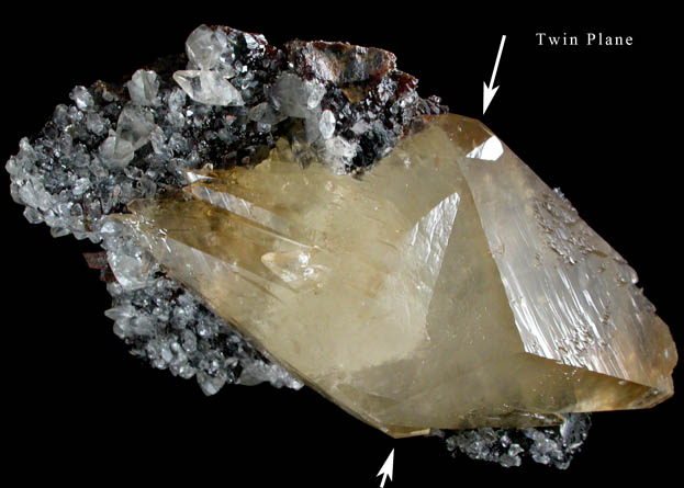 Calcite (C-axis twin) on Sphalerite from Elmwood Mine, Carthage, Smith County, Tennessee