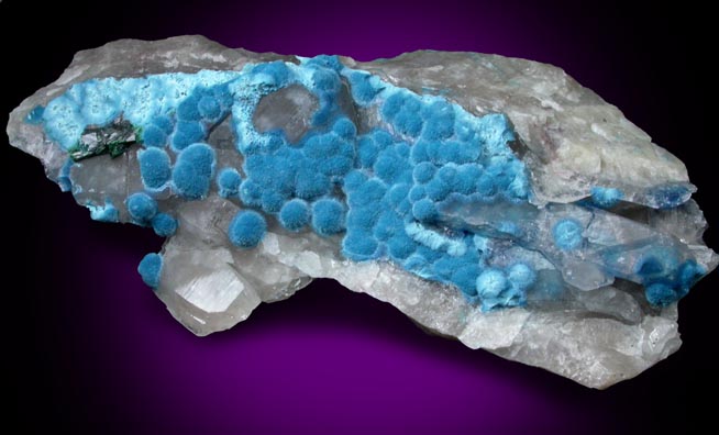 Shattuckite on Quartz from Kandesei, Kaokoveld, Namibia