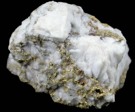 Gold in Quartz from Sixteen-To-One Mine (16 to 1 Mine), Alleghany, 35 km NE of Grass Valley, Sierra County, California