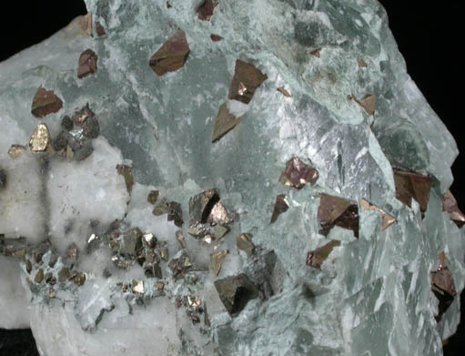 Pyrite in Calcite with Byssolite inclusions from French Creek Iron Mines, St. Peters, Chester County, Pennsylvania