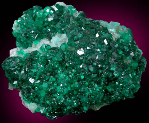 Dioptase with Malachite on Calcite from Tsumeb Mine, Otavi-Bergland District, Oshikoto, Namibia