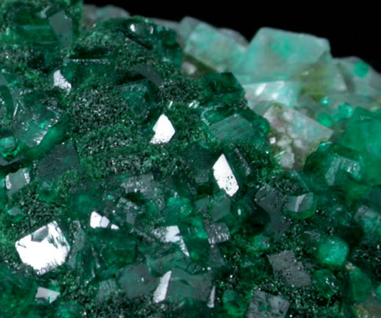 Dioptase with Malachite on Calcite from Tsumeb Mine, Otavi-Bergland District, Oshikoto, Namibia