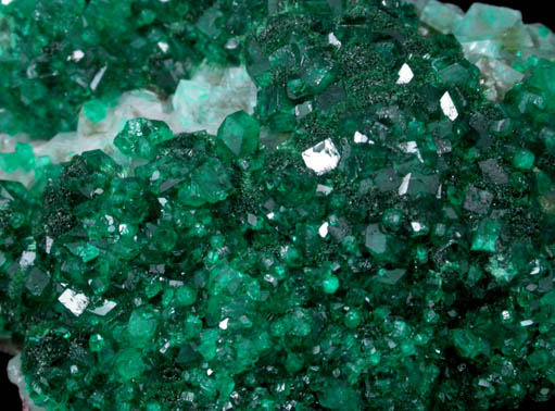 Dioptase with Malachite on Calcite from Tsumeb Mine, Otavi-Bergland District, Oshikoto, Namibia