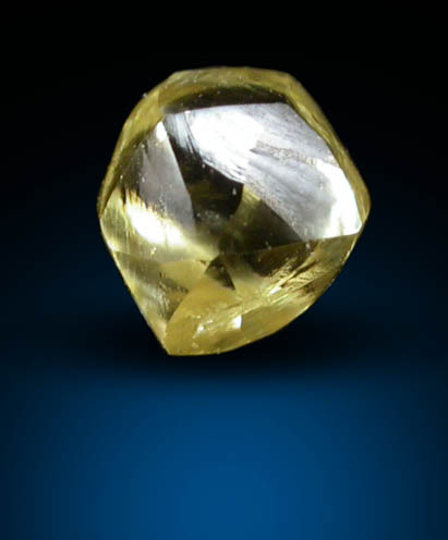 Diamond (0.30 carat fancy-yellow cuttable dodecahedral crystal) from Damtshaa Mine, near Orapa, Botswana