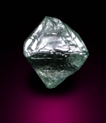 Diamond (0.22 carat cuttable green octahedral crystal) from Vaal River Mining District, Northern Cape Province, South Africa