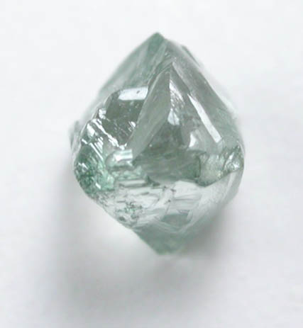 Diamond (0.22 carat cuttable green octahedral crystal) from Vaal River Mining District, Northern Cape Province, South Africa