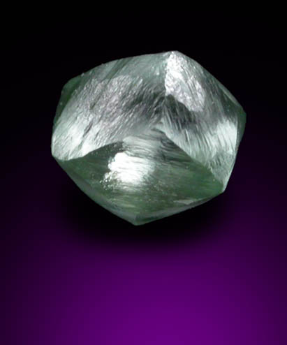 Diamond (0.24 carat cuttable green dodecahedral crystal) from Vaal River Mining District, Northern Cape Province, South Africa