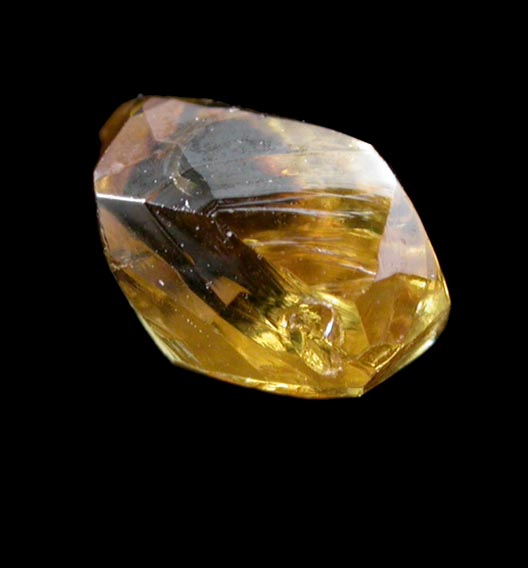 Diamond (0.91 carat cuttable fancy-intense-yellow elongated crystal) from Oranjemund District, southern coastal Namib Desert, Namibia