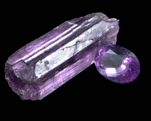 Marialite (8.42 ct. crystal with 1.13 faceted gemstone) from Mpwapwa, 130 km WNW of Morogoro, Dodoma Region, Tanzania