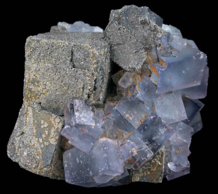 Anglesite on Galena with Fluorite from Royal Flush Mine, Hansonburg District, Socorro County, New Mexico