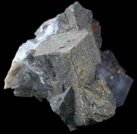 Anglesite on Galena with Fluorite from Royal Flush Mine, Hansonburg District, Socorro County, New Mexico