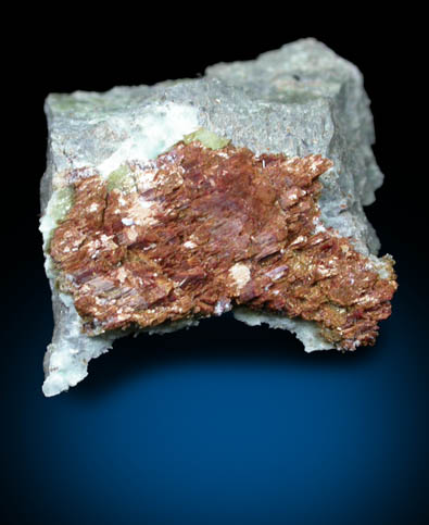 Pyroaurite on Serpentine from Setters Quarry, Shetland Islands, Scotland