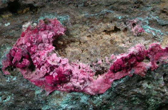 Erythrite from Muckross Mine, Killarney, County Kerry, Ireland