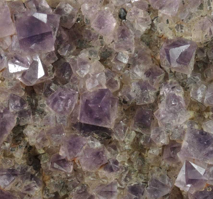 Fluorite (twinned crystals) on Quartz with Galena from Blackdene Mine, Ireshopeburn, Weardale, County Durham, England