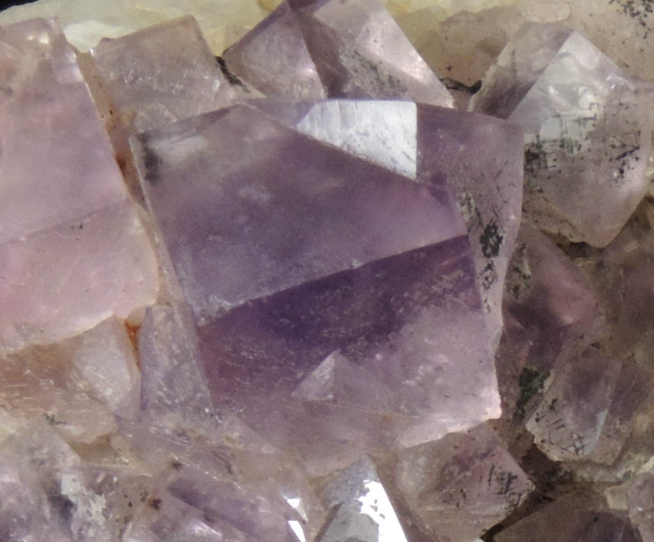 Fluorite (twinned crystals) on Quartz with Galena from Blackdene Mine, Ireshopeburn, Weardale, County Durham, England