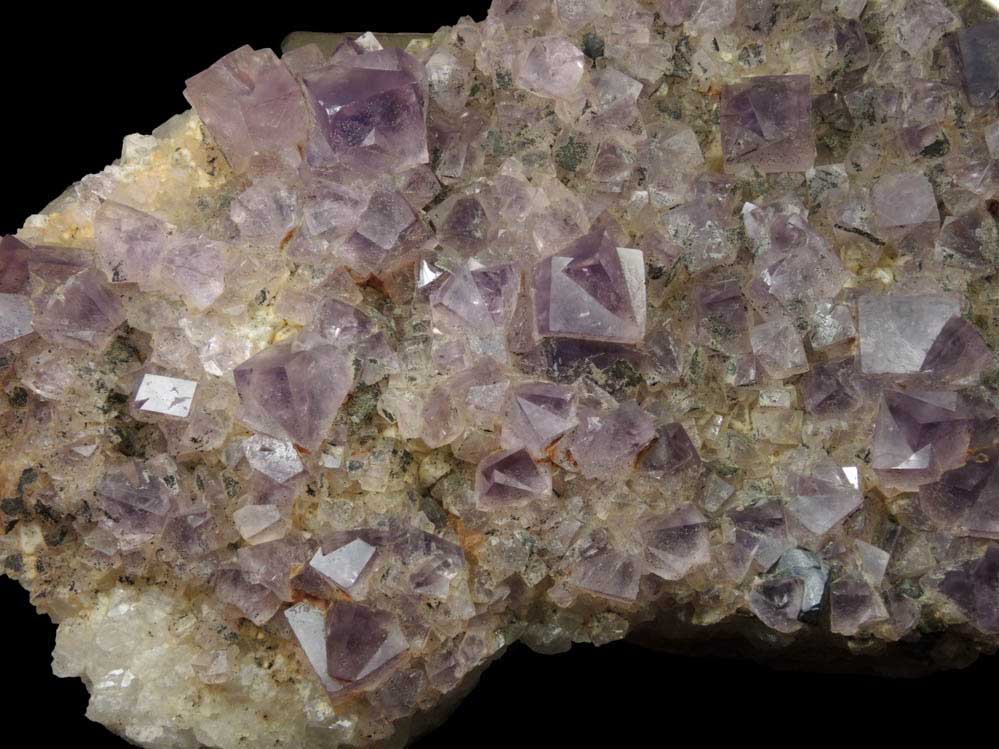 Fluorite (twinned crystals) on Quartz with Galena from Blackdene Mine, Ireshopeburn, Weardale, County Durham, England