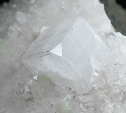 Apophyllite on Quartz with Prehnite from Prospect Park Quarry, Prospect Park, Passaic County, New Jersey