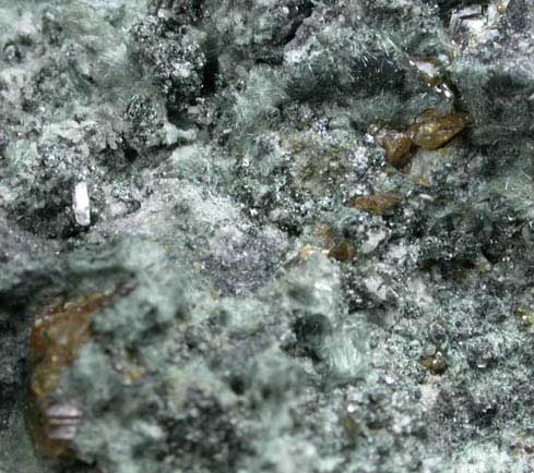 Titanite, Actinolite, Prehnite, Bornite from Fairfax Quarry, 6.4 km west of Centreville, Fairfax County, Virginia