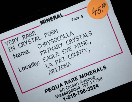 Chrysocolla (crystals) from Eagle Eye Mine, La Paz County, Arizona