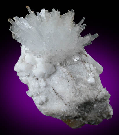 Natrolite with Apophyllite on Stilbite from Route 57 zeolite occurrence, Georgetown, Fairfield County, Connecticut