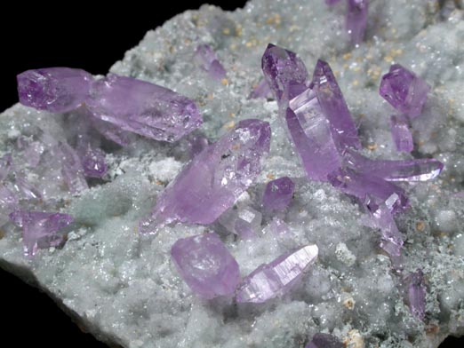 Quartz var. Amethyst on Calcite and Dolomite from Capurru Quarry, Osilo, Sassari Province, Sardinia, Italy