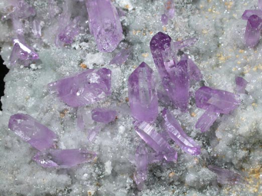 Quartz var. Amethyst on Calcite and Dolomite from Capurru Quarry, Osilo, Sassari Province, Sardinia, Italy