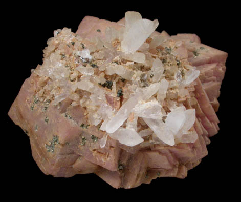 Rhodochrosite with Quartz and Pyrite from Emma Mine, Butte Mining District, Summit Valley, Silver Bow County, Montana