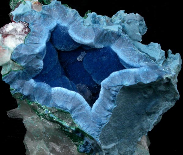 Shattuckite on Quartz from Khandesi, Kaokoveld, Namibia