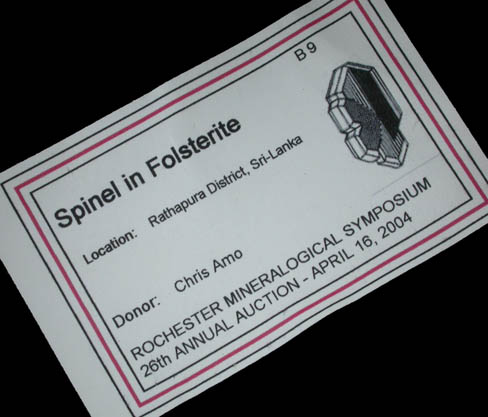 Spinel var. Ferroan Spinel on Forsterite from Ratnapura District, Sabaragamuwa Province, Sri Lanka