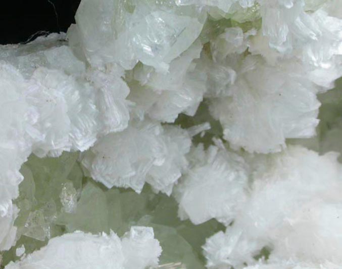 Pectolite on Datolite with Calcite from Millington Quarry, Bernards Township, Somerset County, New Jersey