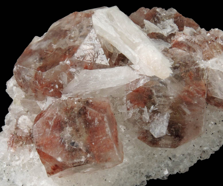 Apophyllite and Stilbite on Quartz from Nashik District, Maharashtra, India