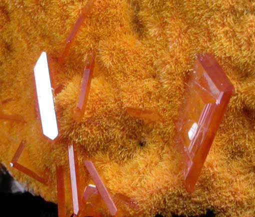 Wulfenite with Mimetite on Barite from Rowley Mine, 20 km northwest of Theba, Painted Rock Mountains, Maricopa County, Arizona