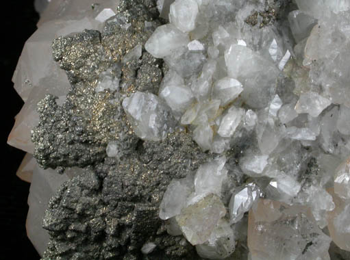 Quartz and Calcite over Fluorite with Pyrite from Solis Mine, Villabona District, Asturias, Spain