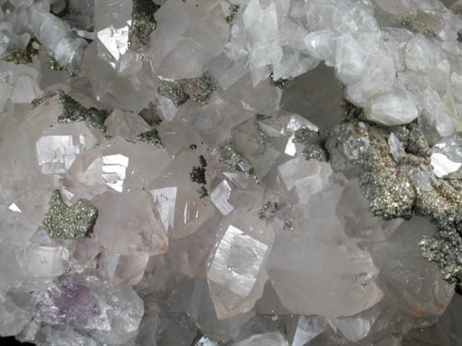Quartz and Calcite over Fluorite with Pyrite from Solis Mine, Villabona District, Asturias, Spain
