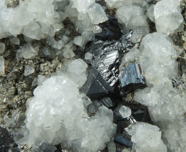 Bournonite, Calcite, Pyrite, Sphalerite from Naica District, Saucillo, Chihuahua, Mexico