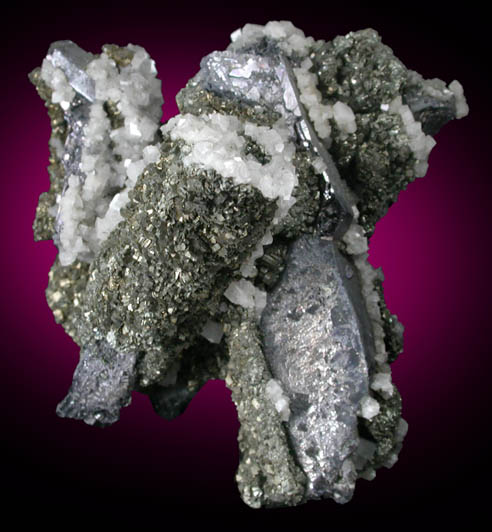Galena (bar-shaped crystals) with Pyrite and Dolomite from Brushy Creek Mine, Viburnum Trend, Reynolds County, Missouri