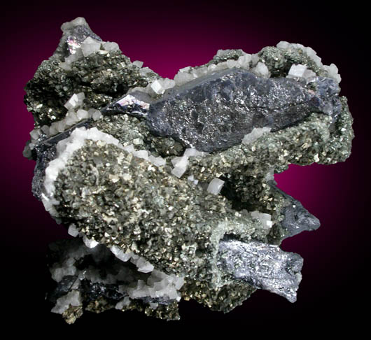 Galena (bar-shaped crystals) with Pyrite and Dolomite from Brushy Creek Mine, Viburnum Trend, Reynolds County, Missouri