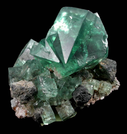 Fluorite (interpenetrant-twinned crystals) with Galena from Rogerley Mine, County Durham, England