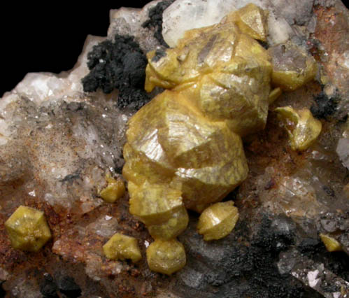 Mimetite var. Campylite on Barite from Drygill Mine, Caldbeck Fells, Cumberland, England