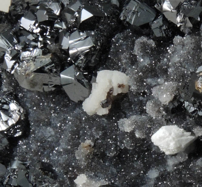 Sphalerite on Quartz with Barite pseudomorphs after Alstonite from Haggs Mine, 2nd Sun Vein, Alston Moor District, West Cumberland Iron Mining District, Cumbria, England